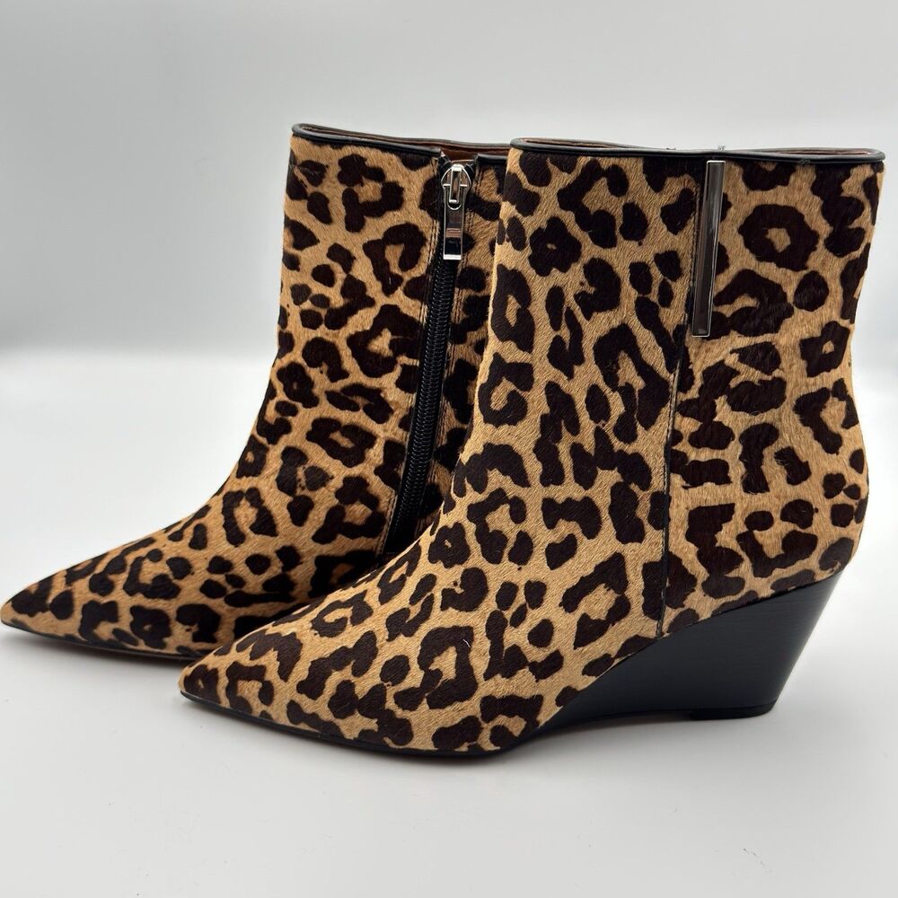 Franco Sarto Women’s Athens 2 Leopard Print Calf Hair Ankle Boot Size 6.5 M